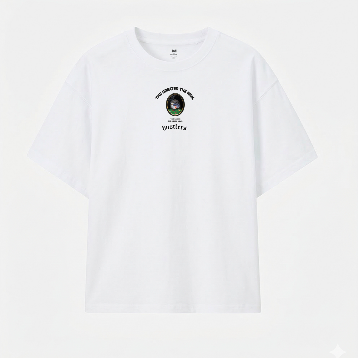 Hustlers Camiseta Oversize Shark Mind – Blanco